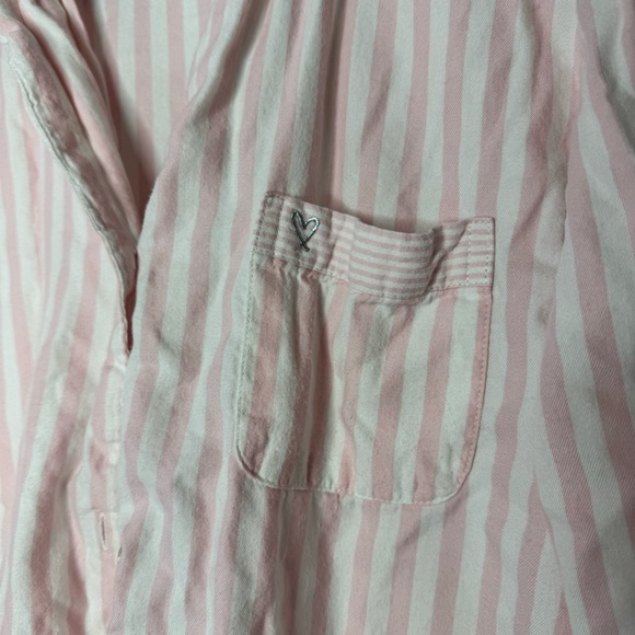 Victoria secret button down top striped pink white classic embroidery pocket - Picture 6 of 7
